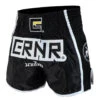 Combat Corner Black/White CRNR Muay Thai Shorts -Boxing Martial Arts Shop CRNR MUAY THAI SHORTS BLACK WHITE ANGLE