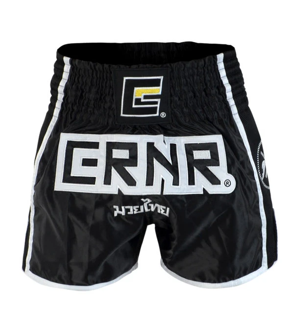 Combat Corner Black/White CRNR Muay Thai Shorts 5 Combat Corner Black/White CRNR Muay Thai Shorts - Image 3