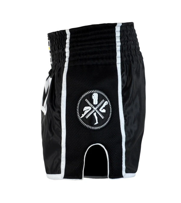 Combat Corner Black/White CRNR Muay Thai Shorts 6 Combat Corner Black/White CRNR Muay Thai Shorts - Image 4