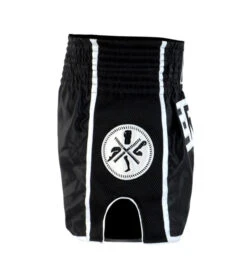 Combat Corner Black/White CRNR Muay Thai Shorts 11 Combat Corner Black/White CRNR Muay Thai Shorts -Boxing Martial Arts Shop CRNR MUAY THAI SHORTS BLACK WHITE SIDE 2 600x675 1