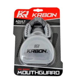 Combat Corner KRBON Pro Series Mouthguard With Case Black -Boxing Martial Arts Shop KRBON Mouthguard BLACK Package Front 600x675 1