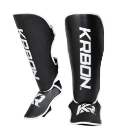 Combat Corner KRBON Shin Guards -Boxing Martial Arts Shop KRBON SHIN GUARDS BLACK and White ANGLE 50375.1573059116