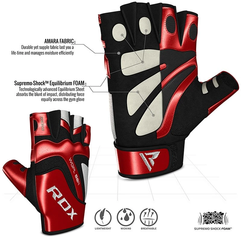RDX SPORTS RDX S8 BOLD RED LEATHER GYM GLOVES 5 RDX SPORTS RDX S8 BOLD RED LEATHER GYM GLOVES - Image 3