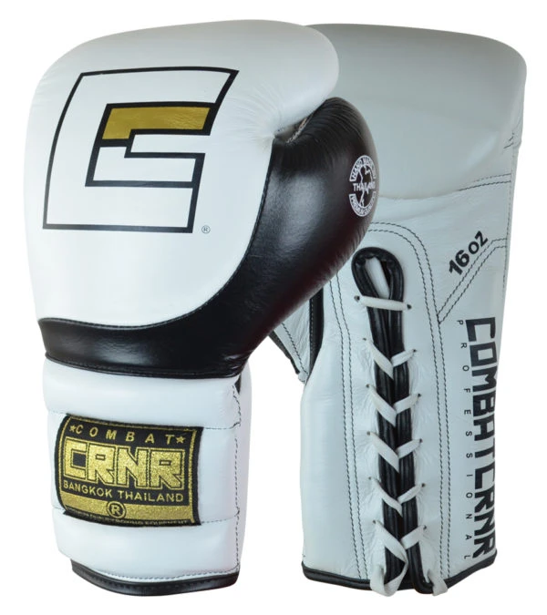Combat Corner HMIT Lace Up Sparring Gloves White/Black 3 Combat Corner HMIT Lace Up Sparring Gloves White/Black