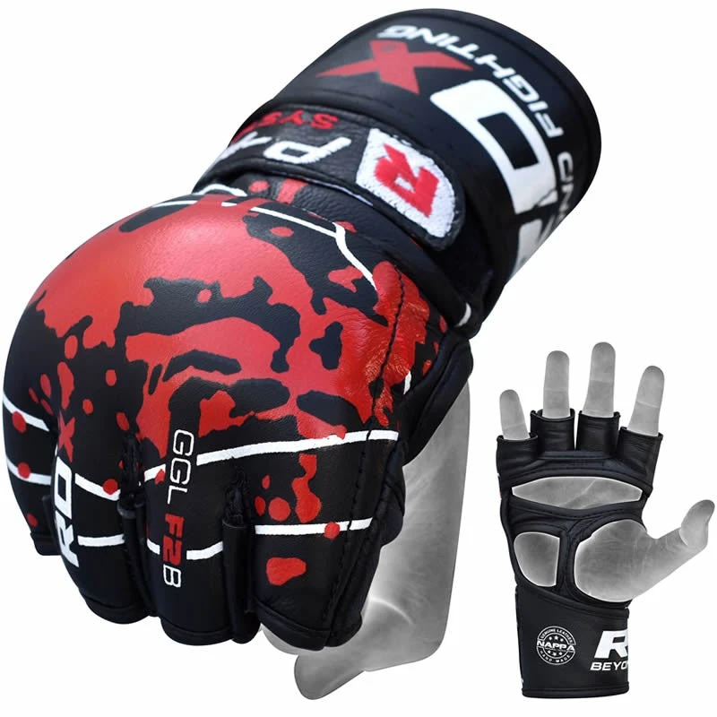 RDX SPORTS RDX F2 BLACK LEATHER MMA FIGHT GLOVES 7 RDX SPORTS RDX F2 BLACK LEATHER MMA FIGHT GLOVES - Image 5