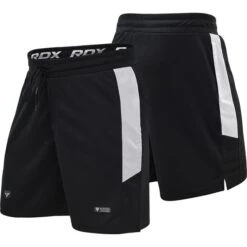RDX SPORTS RDX T15 NERO TRAINING BLACK/WHITE SHORTS -Boxing Martial Arts Shop t15 black white nero training shorts 3